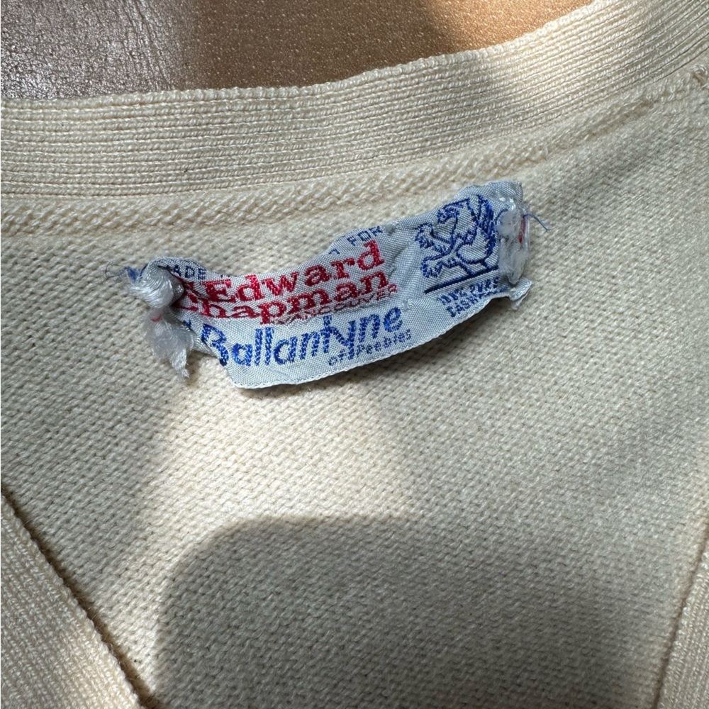 Vintage 70s cashmere cardigan pocket Edward Chapman Ballantyne of Peebles 100% - Picture 4 of 8